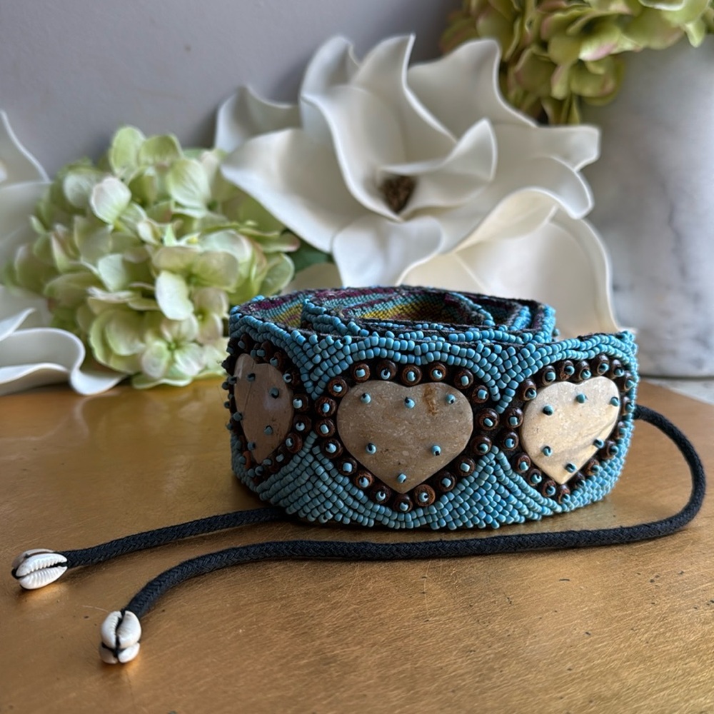 VNWOT! Genuine Stone and Hand Beaded 2.5” Belt